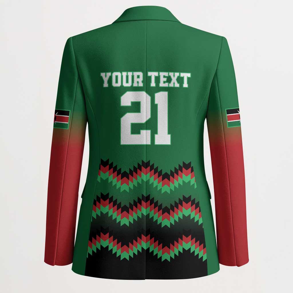Custom Cricket Africa Kenya Blazer Green Lion Head Kenyan Pattern