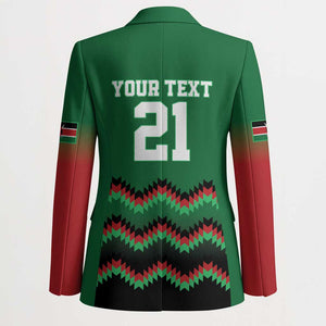 Custom Cricket Africa Kenya Blazer Green Lion Head Kenyan Pattern