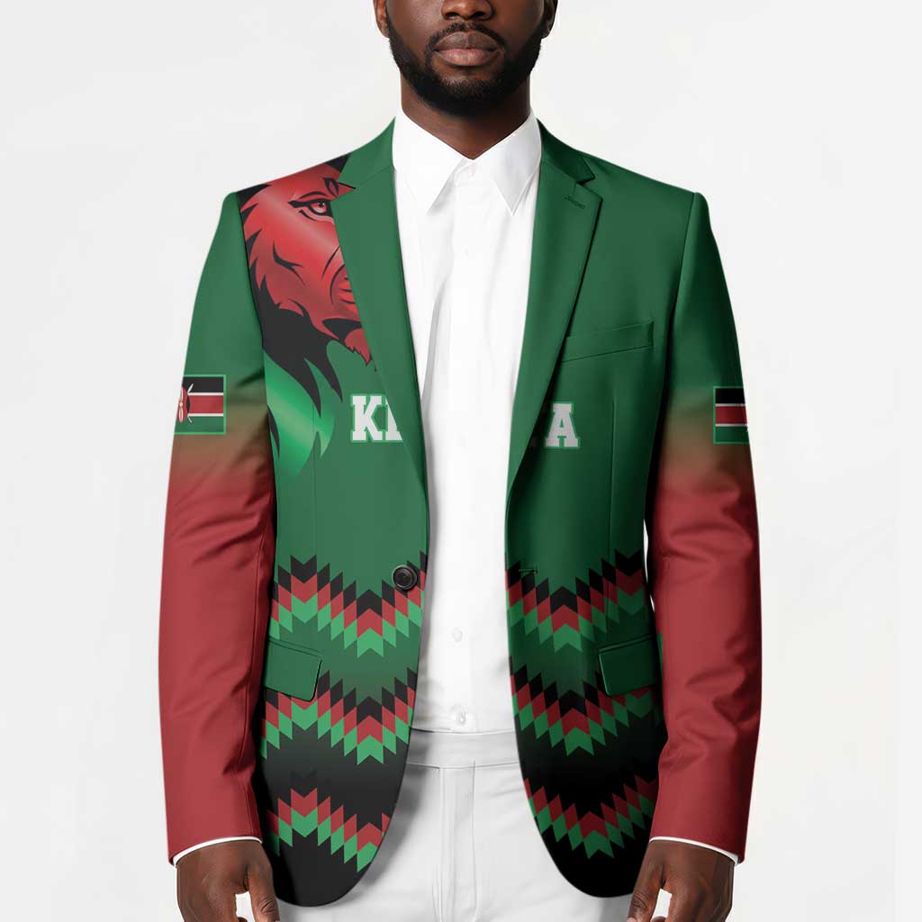 Custom Cricket Africa Kenya Blazer Green Lion Head Kenyan Pattern