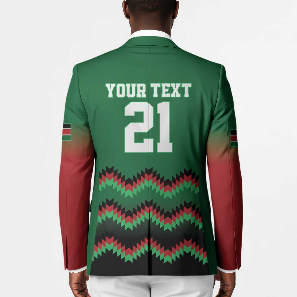 Custom Cricket Africa Kenya Blazer Green Lion Head Kenyan Pattern