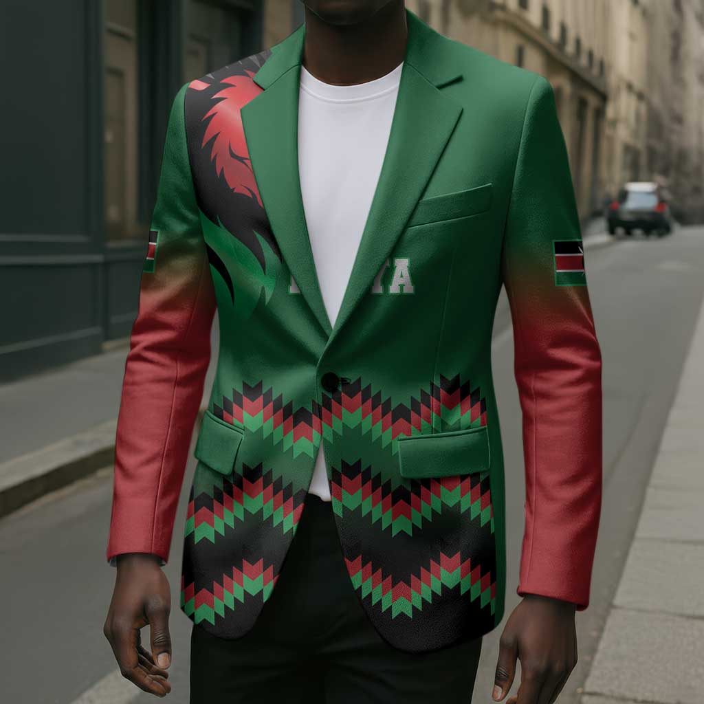 Custom Cricket Africa Kenya Blazer Green Lion Head Kenyan Pattern
