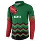 Custom Cricket Africa Kenya Button Sweatshirt Green Lion Head Kenyan Pattern
