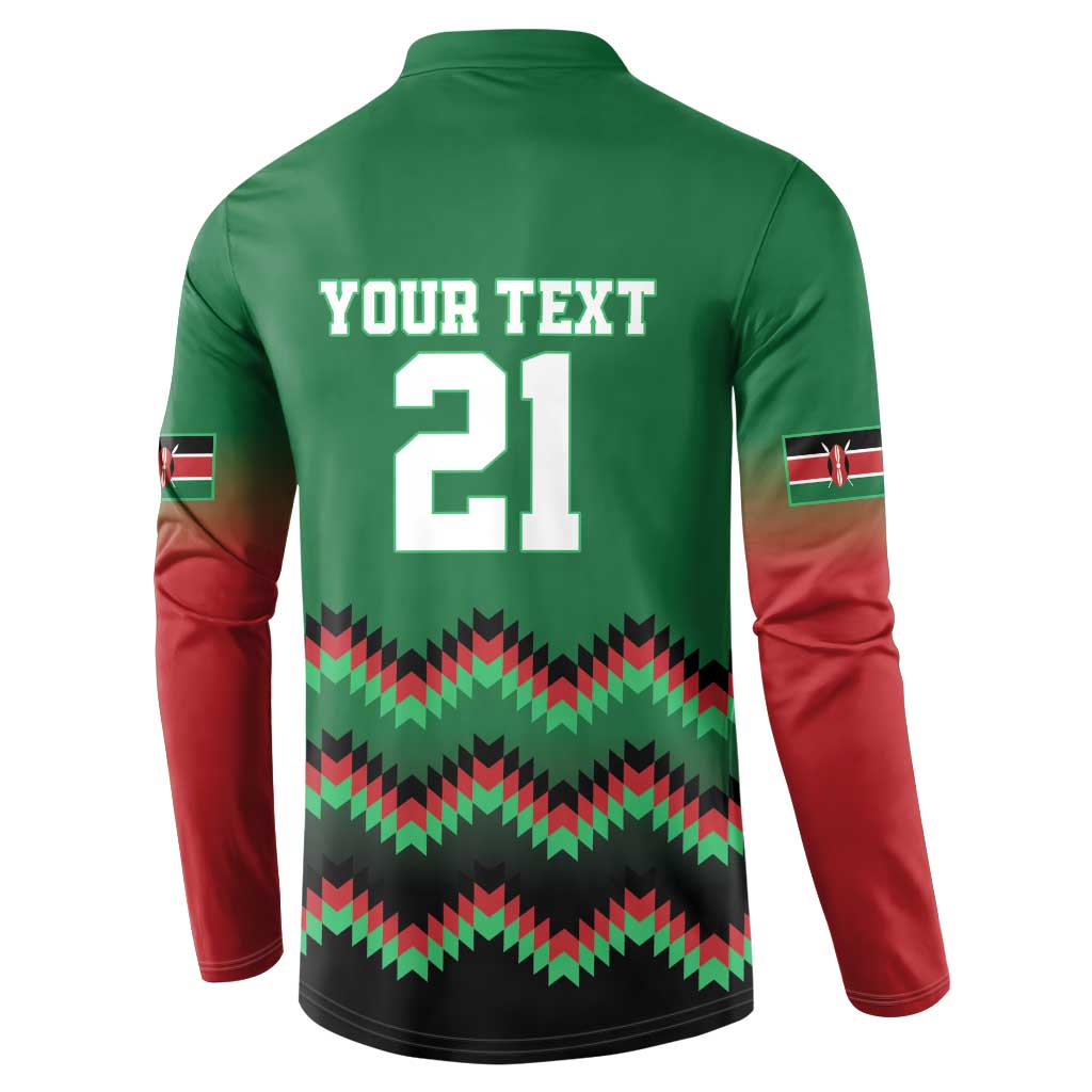 Custom Cricket Africa Kenya Button Sweatshirt Green Lion Head Kenyan Pattern