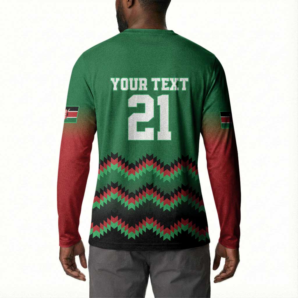 Custom Cricket Africa Kenya Button Sweatshirt Green Lion Head Kenyan Pattern