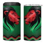 Custom Cricket Africa Kenya 4 in 1 Can Cooler Tumbler Green Lion Head with Kenyan Pattern - African Pride