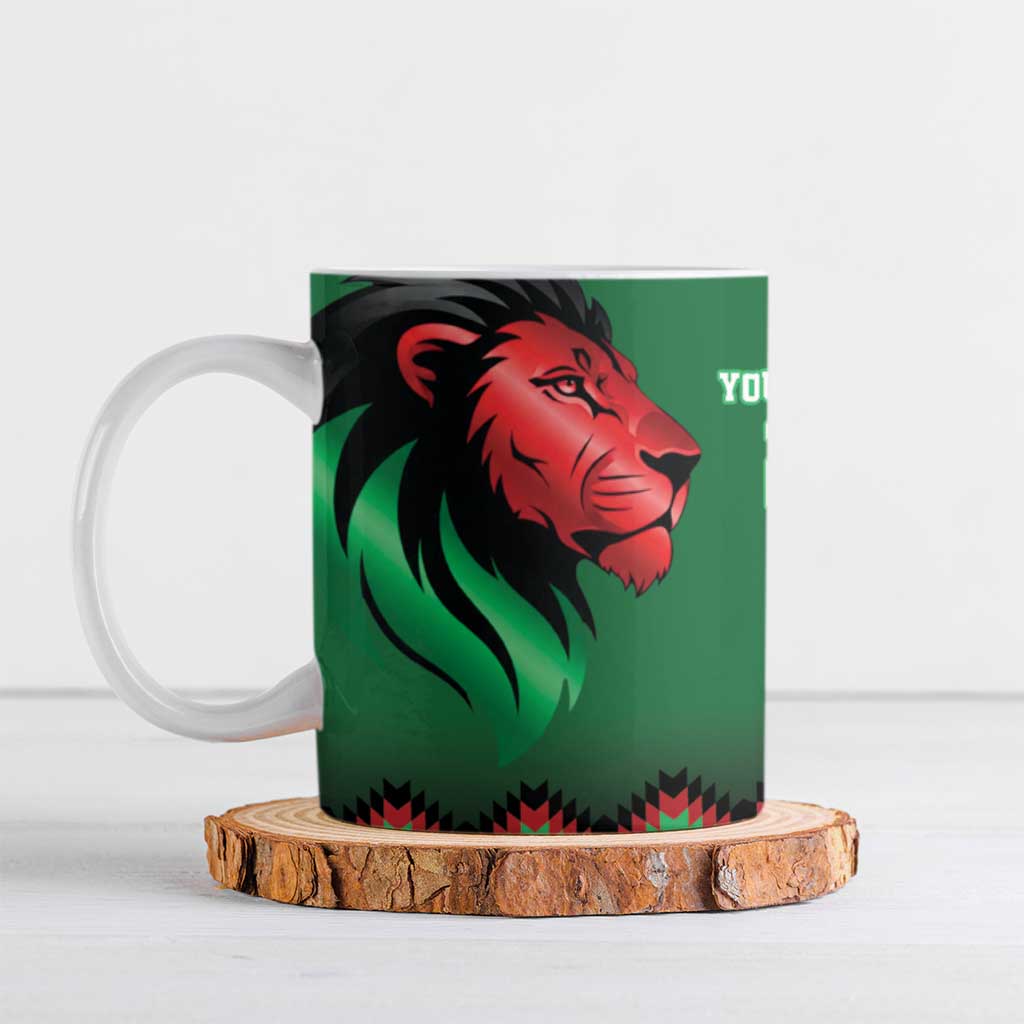 Custom Cricket Africa Kenya Ceramic Mug Green Lion Head Kenyan Pattern