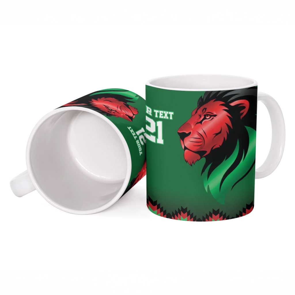 Custom Cricket Africa Kenya Ceramic Mug Green Lion Head Kenyan Pattern