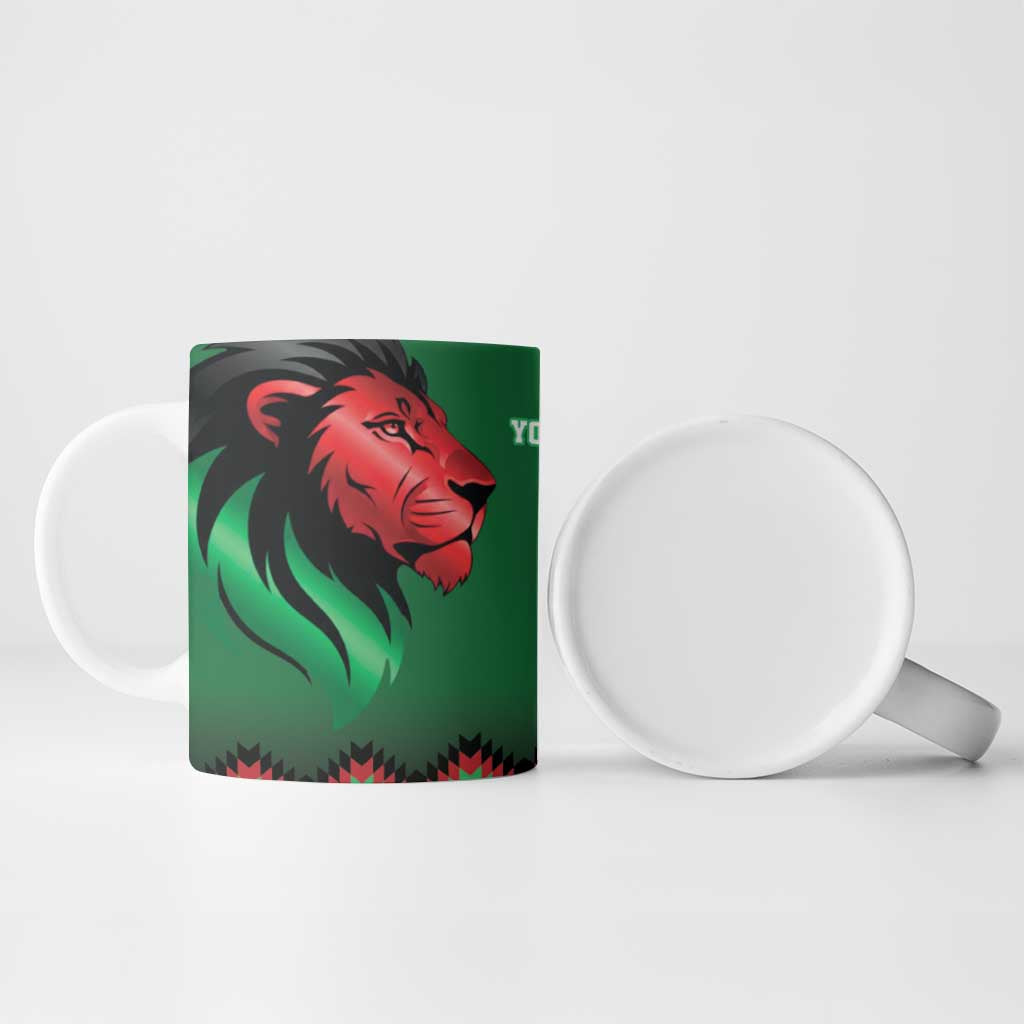 Custom Cricket Africa Kenya Ceramic Mug Green Lion Head Kenyan Pattern