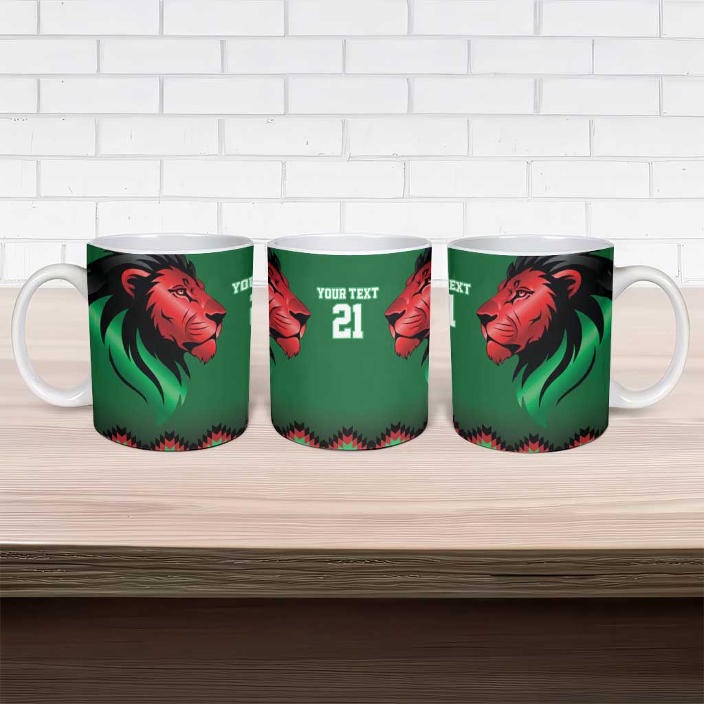Custom Cricket Africa Kenya Ceramic Mug Green Lion Head Kenyan Pattern