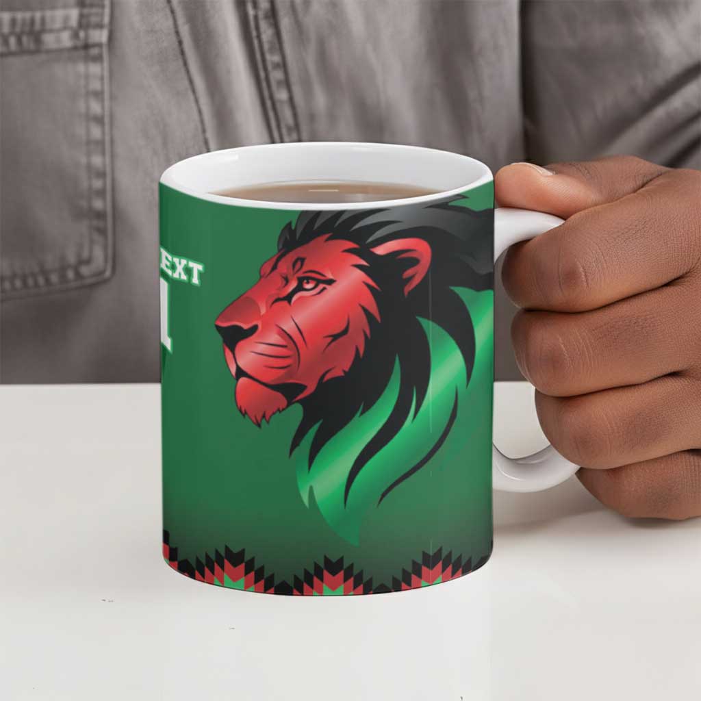 Custom Cricket Africa Kenya Ceramic Mug Green Lion Head Kenyan Pattern