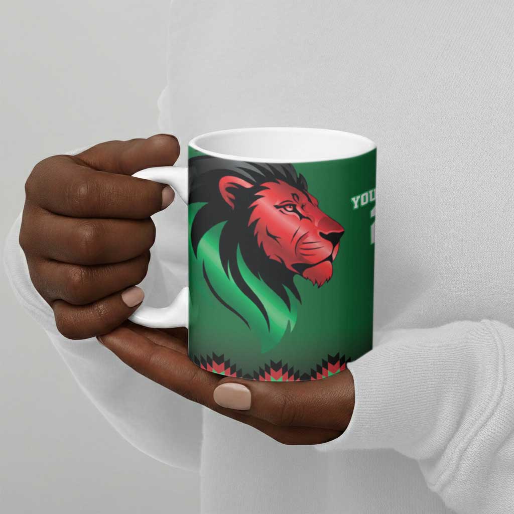 Custom Cricket Africa Kenya Ceramic Mug Green Lion Head Kenyan Pattern