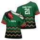 Custom Cricket Africa Kenya Cross Shoulder Shirt Green Lion Head Kenyan Pattern
