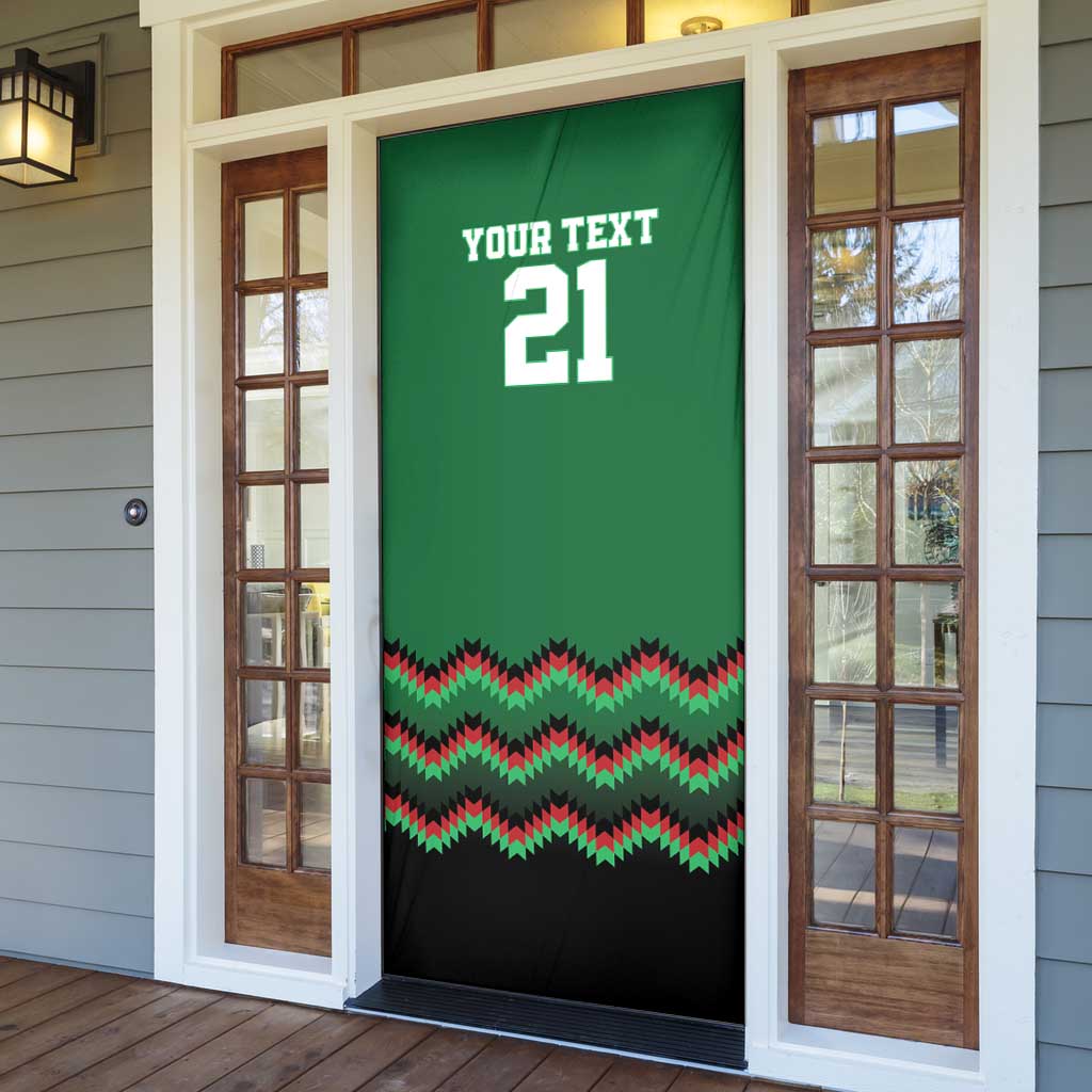 Custom Cricket Africa Kenya Door Cover Green Lion Head Kenyan Pattern