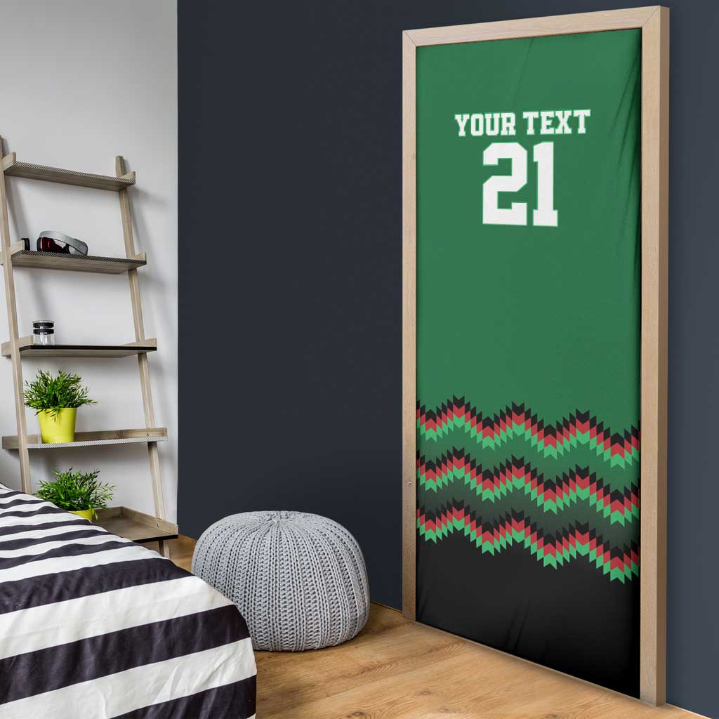 Custom Cricket Africa Kenya Door Cover Green Lion Head Kenyan Pattern