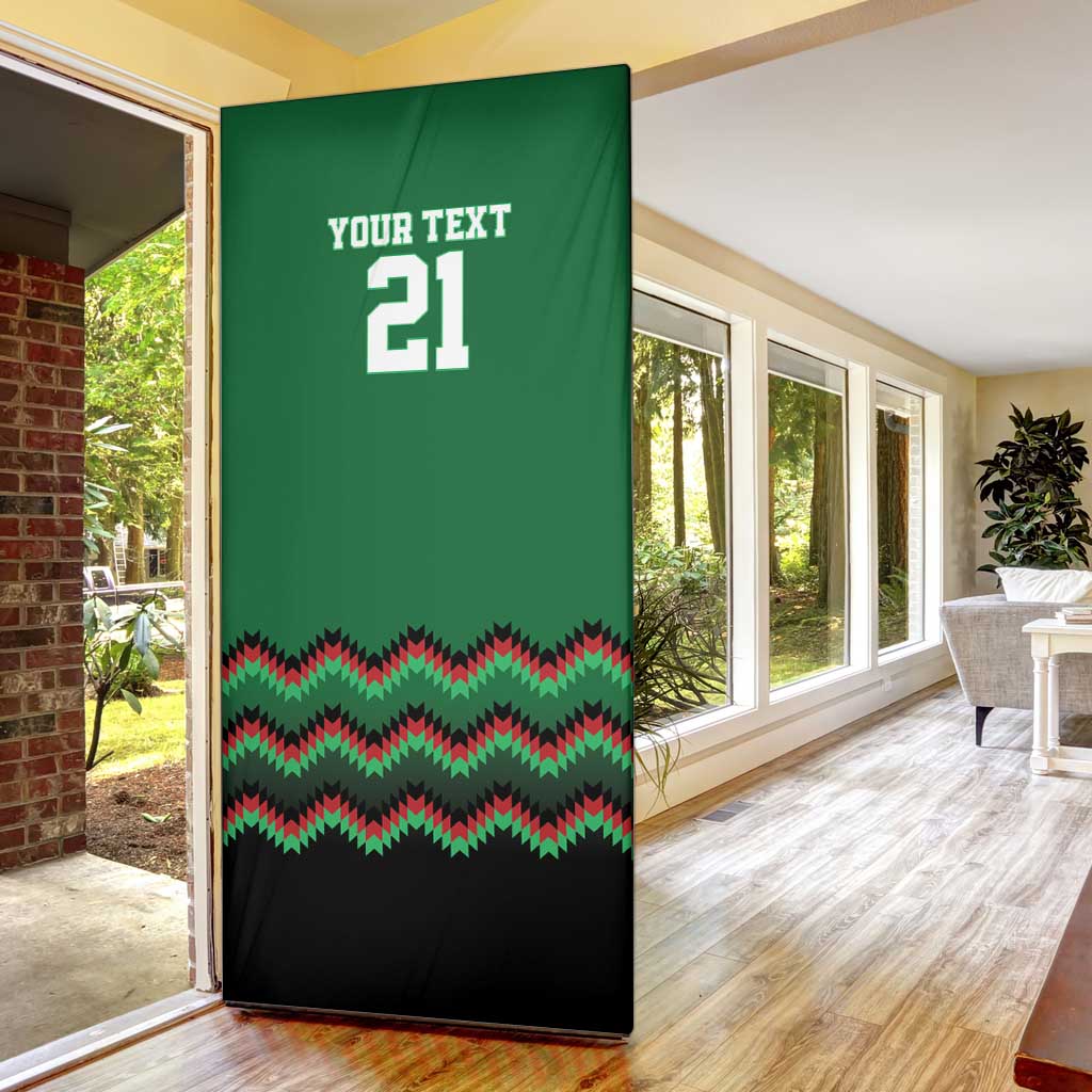 Custom Cricket Africa Kenya Door Cover Green Lion Head Kenyan Pattern