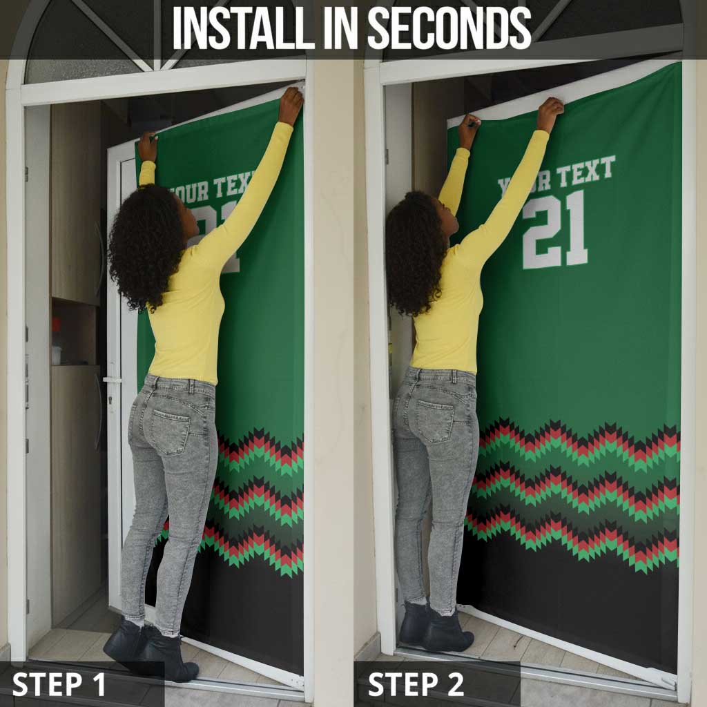 Custom Cricket Africa Kenya Door Cover Green Lion Head Kenyan Pattern