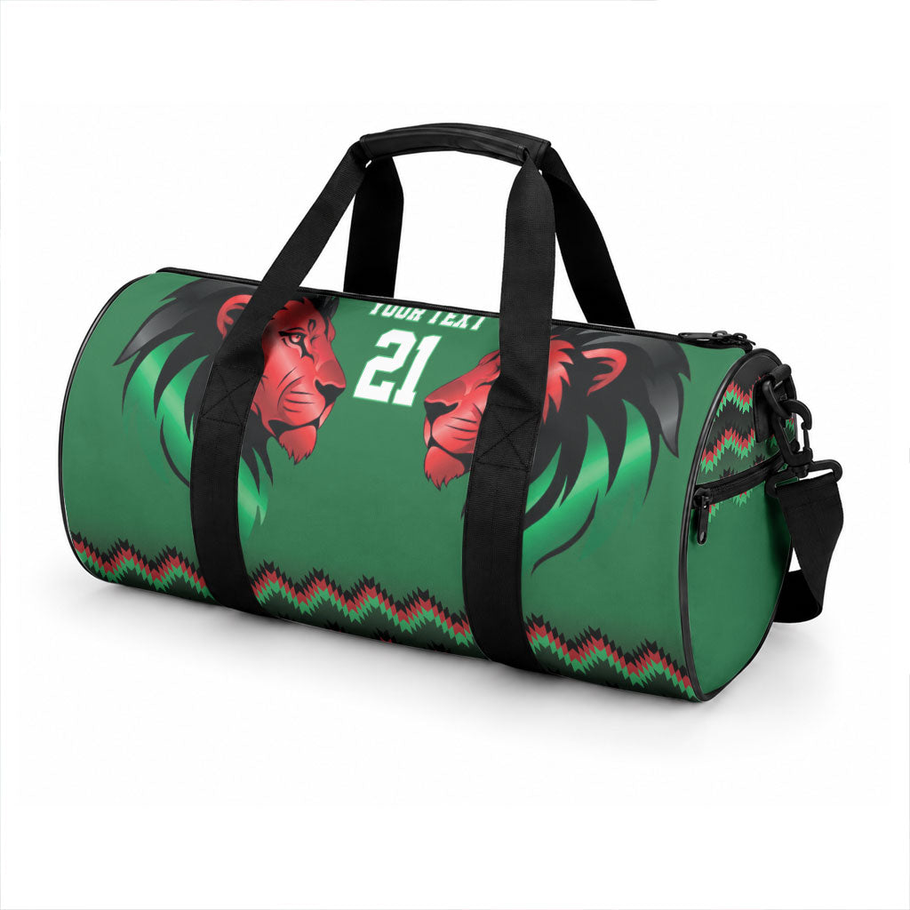 Custom Cricket Africa Kenya Duffle Bag Green Lion Head Kenyan Pattern