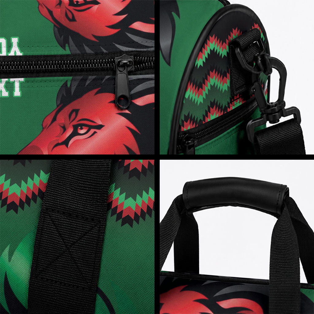 Custom Cricket Africa Kenya Duffle Bag Green Lion Head Kenyan Pattern