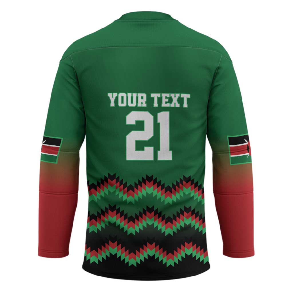 Custom Cricket Africa Kenya Hockey Jersey Green Lion Head Kenyan Pattern
