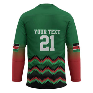 Custom Cricket Africa Kenya Hockey Jersey Green Lion Head Kenyan Pattern