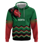 Custom Cricket Africa Kenya Hoodie Green Lion Head with Kenyan Pattern - African Pride