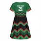 Custom Cricket Africa Kenya Kid Short Sleeve Dress Green Lion Head with Kenyan Pattern - African Pride
