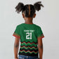 Custom Cricket Africa Kenya Kid T shirt Green Lion Head with Kenyan Pattern - African Pride