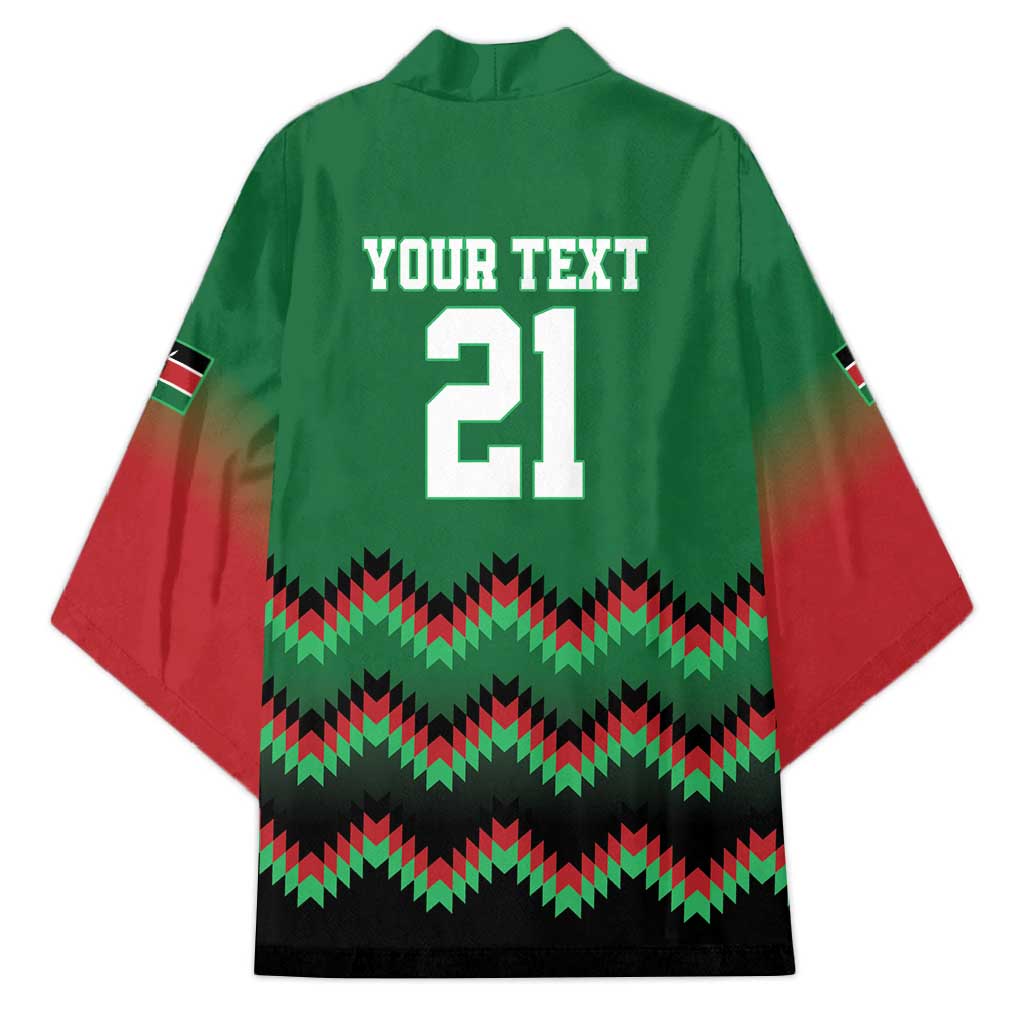 Custom Cricket Africa Kenya Kimono Green Lion Head Kenyan Pattern