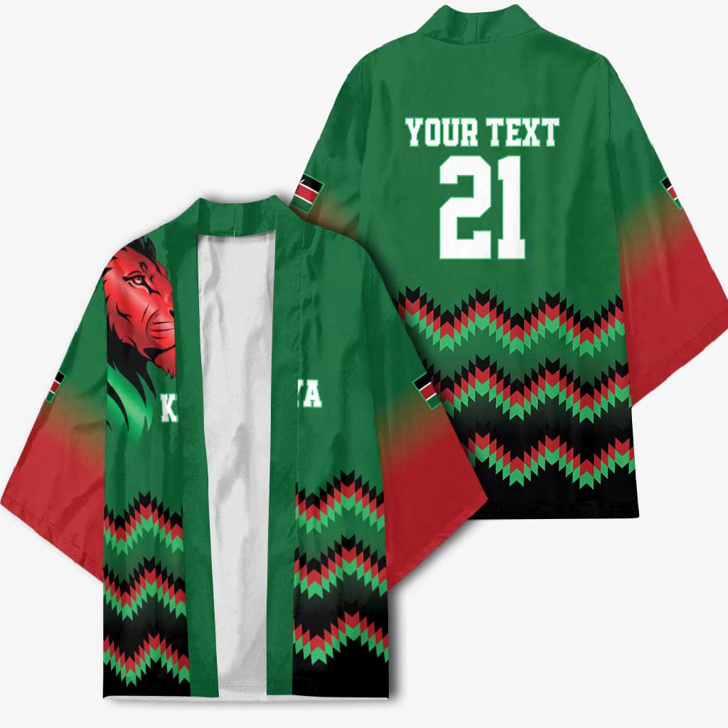 Custom Cricket Africa Kenya Kimono Green Lion Head Kenyan Pattern