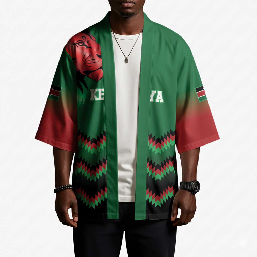 Custom Cricket Africa Kenya Kimono Green Lion Head Kenyan Pattern