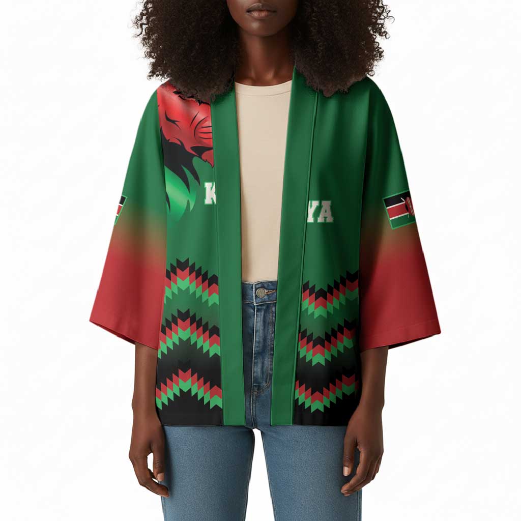 Custom Cricket Africa Kenya Kimono Green Lion Head Kenyan Pattern