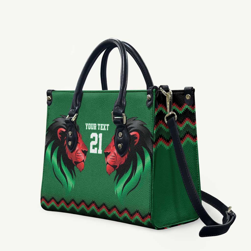 Custom Cricket Africa Kenya Leather Bag Green Lion Head Kenyan Pattern