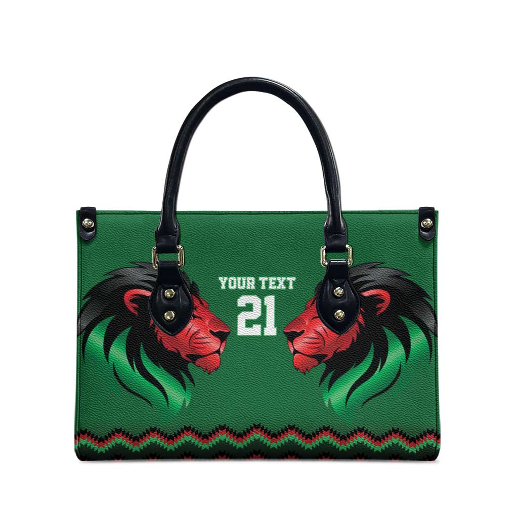 Custom Cricket Africa Kenya Leather Bag Green Lion Head Kenyan Pattern