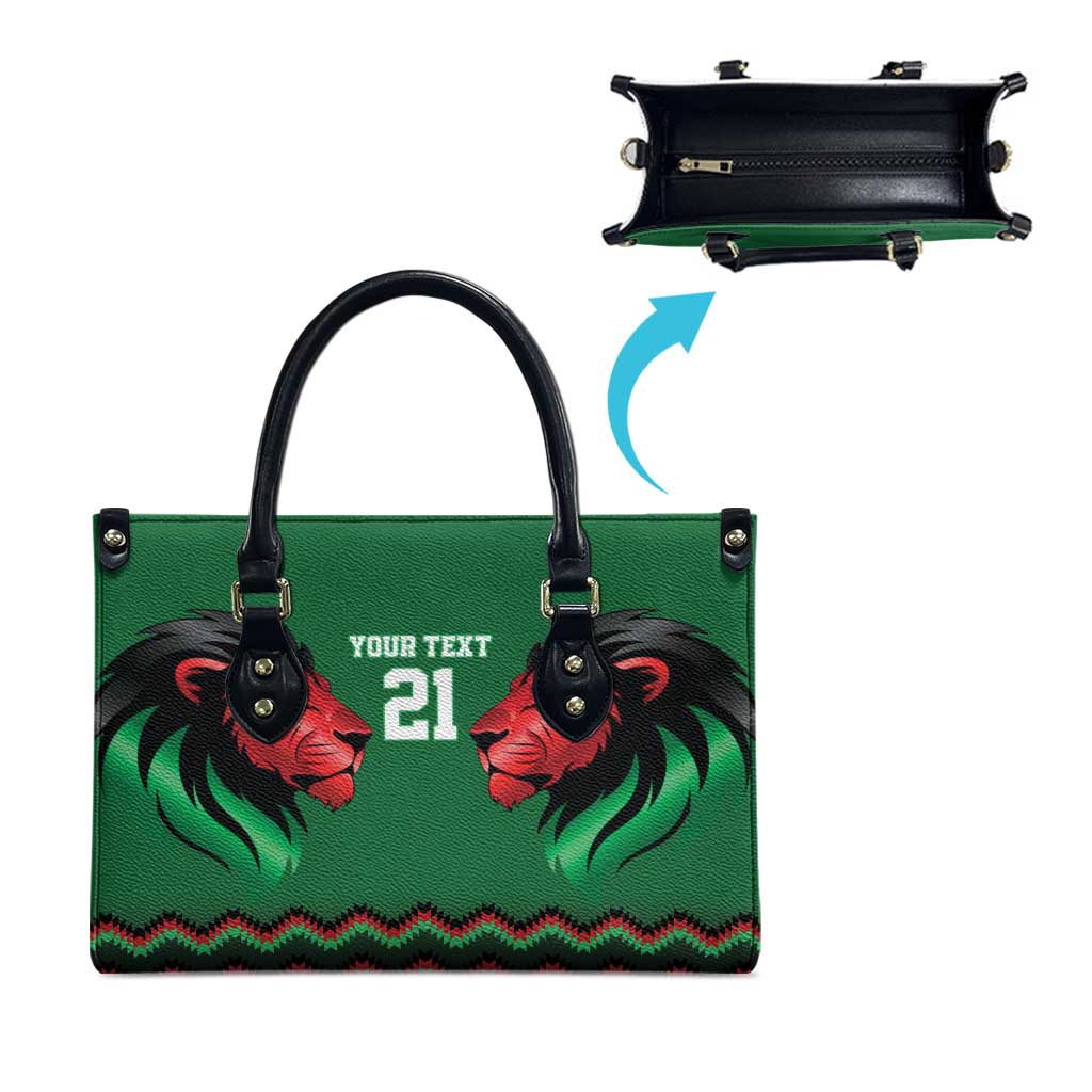 Custom Cricket Africa Kenya Leather Bag Green Lion Head Kenyan Pattern
