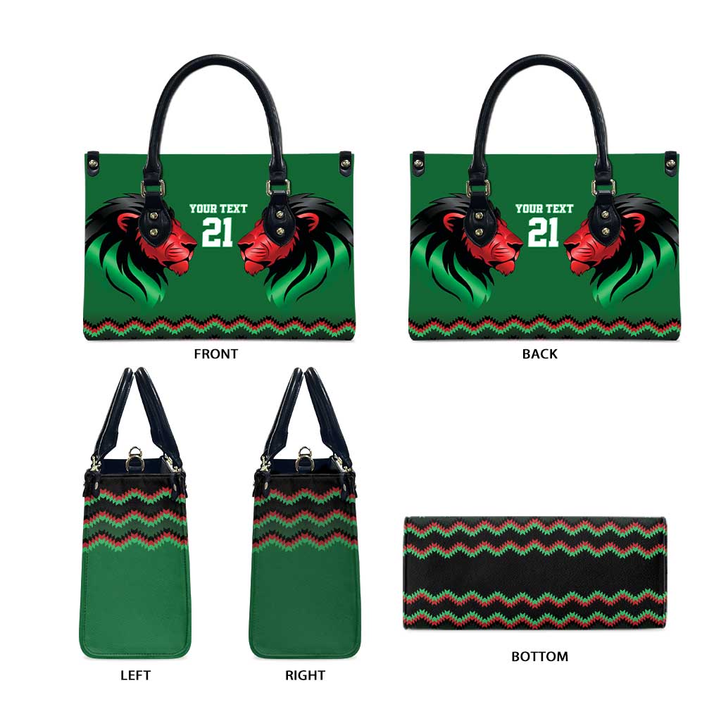 Custom Cricket Africa Kenya Leather Bag Green Lion Head Kenyan Pattern