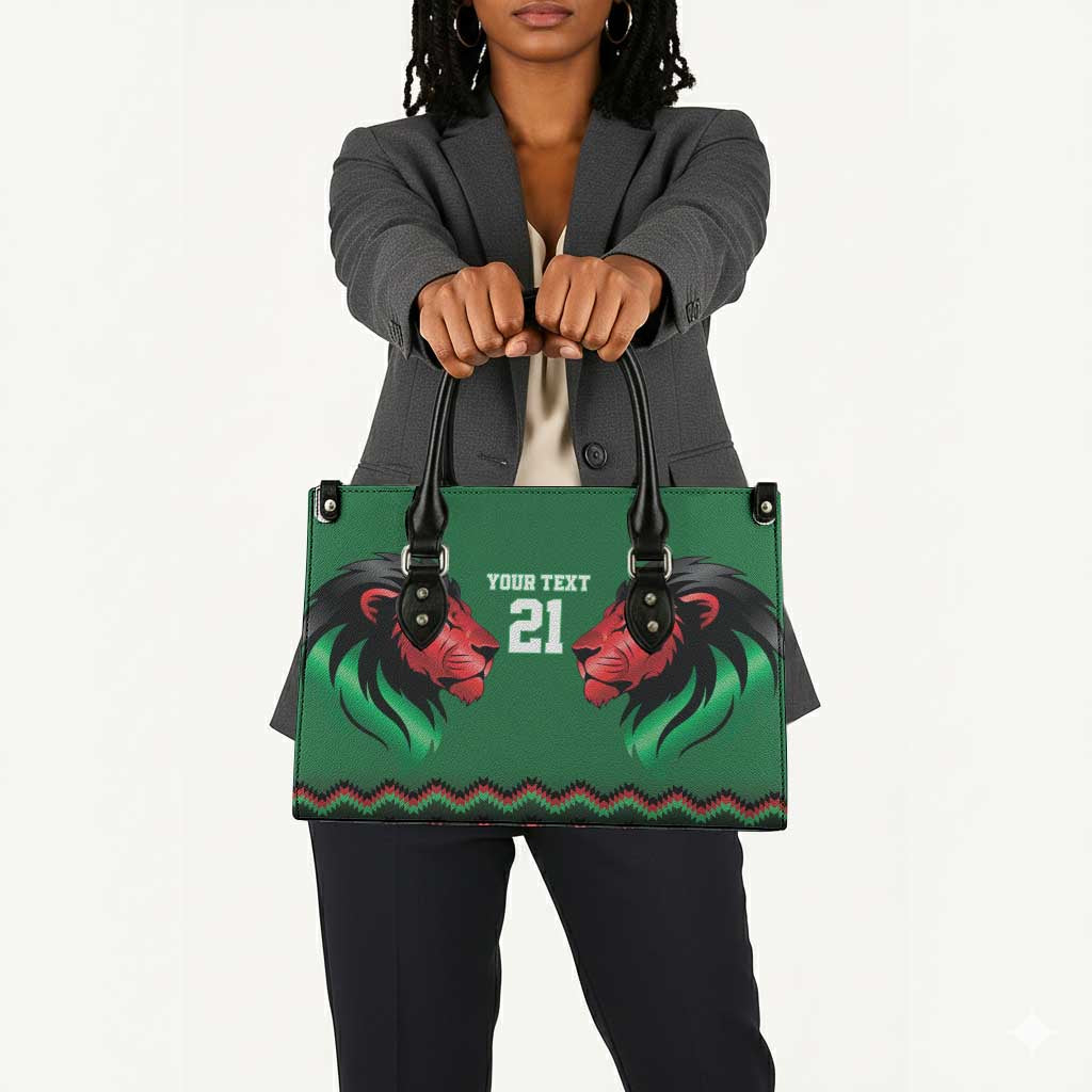 Custom Cricket Africa Kenya Leather Bag Green Lion Head Kenyan Pattern