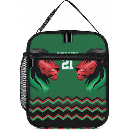 Custom Cricket Africa Kenya Lunch Bag Green Lion Head Kenyan Pattern