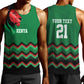 Custom Cricket Africa Kenya Men Tank Top Green Lion Head with Kenyan Pattern - African Pride