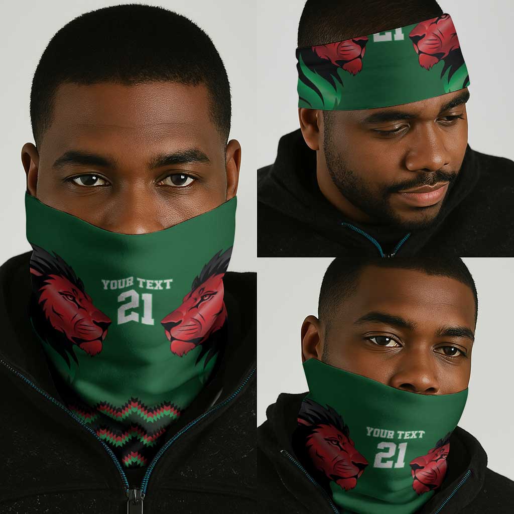 Custom Cricket Africa Kenya Neck Gaiter Green Lion Head Kenyan Pattern LT9