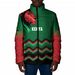 Custom Cricket Africa Kenya Padded Jacket Green Lion Head Kenyan Pattern