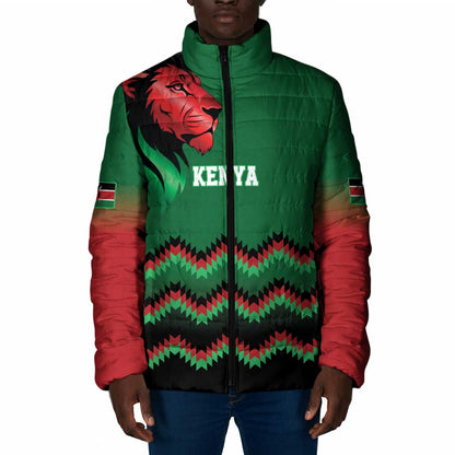 Custom Cricket Africa Kenya Padded Jacket Green Lion Head Kenyan Pattern