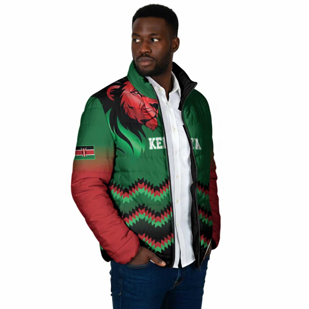 Custom Cricket Africa Kenya Padded Jacket Green Lion Head Kenyan Pattern