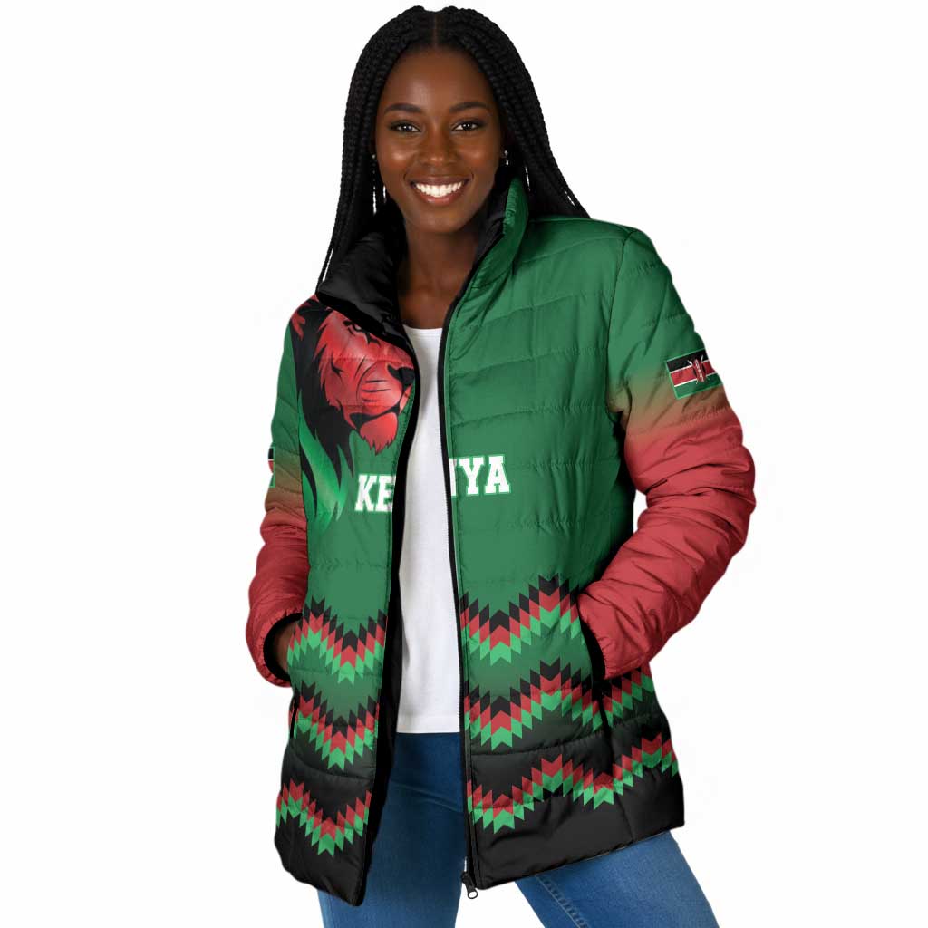 Custom Cricket Africa Kenya Padded Jacket Green Lion Head Kenyan Pattern