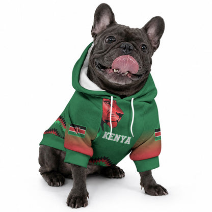 Custom Cricket Africa Kenya Pet Hoodie Green Lion Head Kenyan Pattern