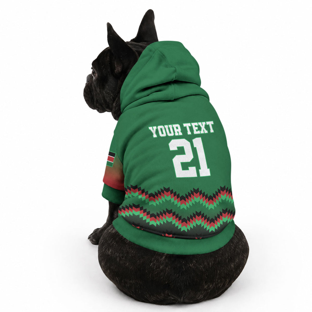 Custom Cricket Africa Kenya Pet Hoodie Green Lion Head Kenyan Pattern