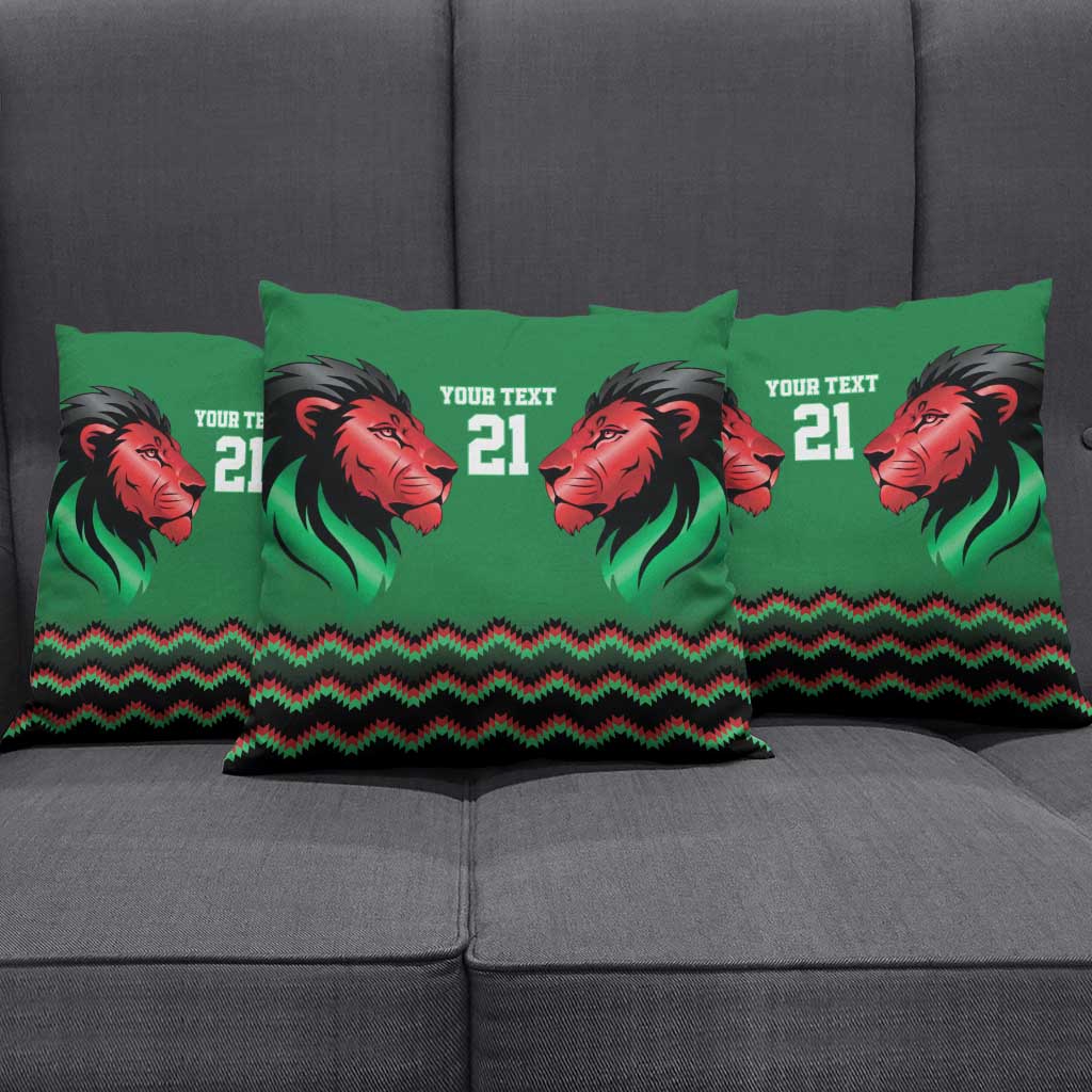 Custom Cricket Africa Kenya Pillow Cover Green Lion Head Kenyan Pattern
