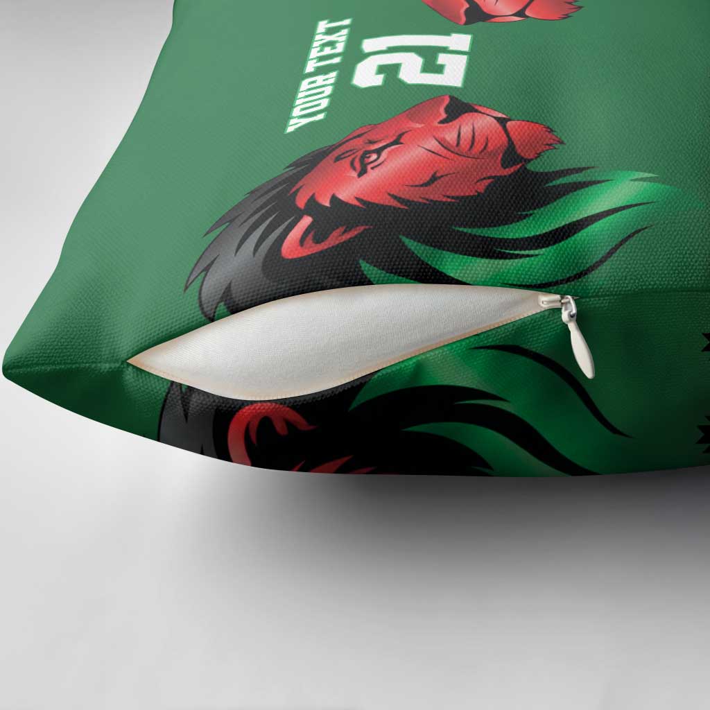 Custom Cricket Africa Kenya Pillow Cover Green Lion Head Kenyan Pattern