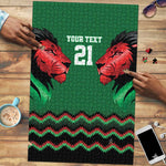 Custom Cricket Africa Kenya Puzzle Green Lion Head Kenyan Pattern