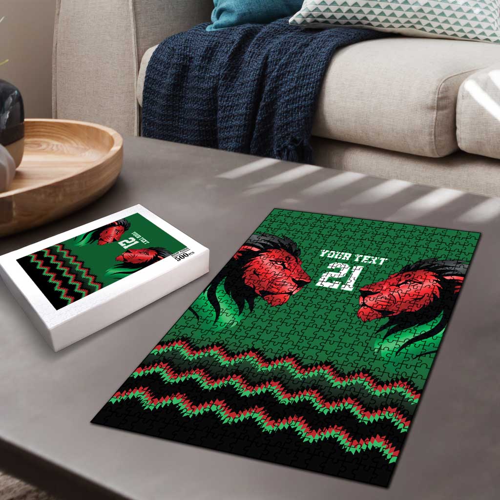 Custom Cricket Africa Kenya Puzzle Green Lion Head Kenyan Pattern