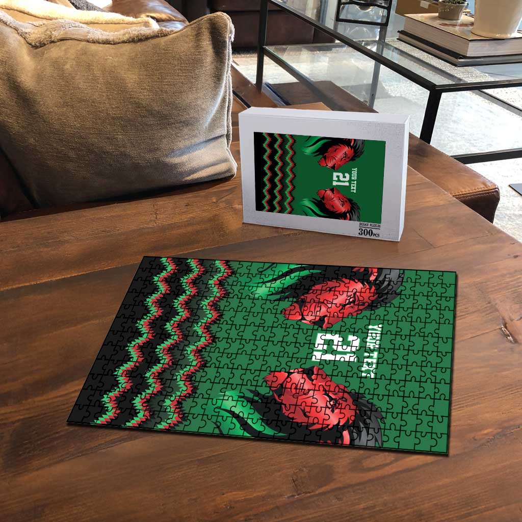 Custom Cricket Africa Kenya Puzzle Green Lion Head Kenyan Pattern